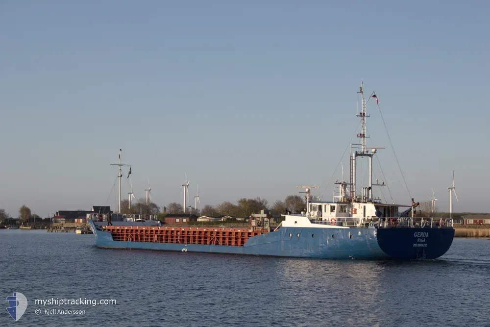 gerda (General Cargo Ship) - IMO 8906212, MMSI 275343000, Call Sign YLCI under the flag of Latvia