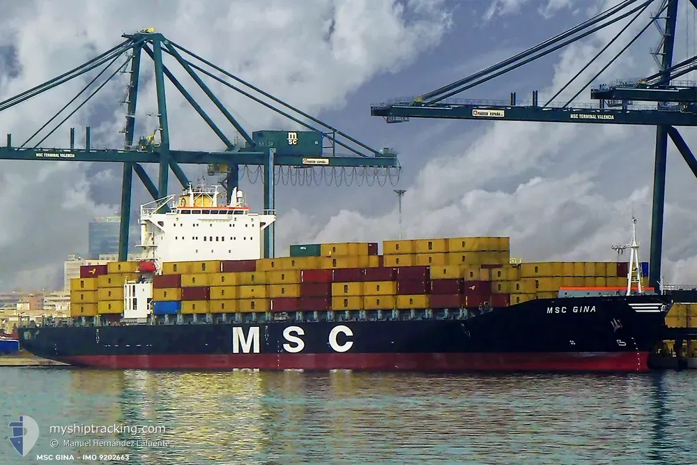 msc gina (Container Ship) - IMO 9202663, MMSI 357542000, Call Sign 3FLY9 under the flag of Panama