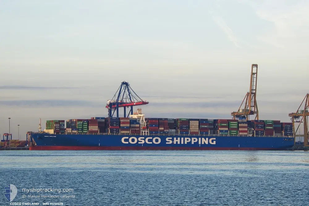 cosco england (Container Ship) - IMO 9516428, MMSI 477652300, Call Sign VRML8 under the flag of Hong Kong