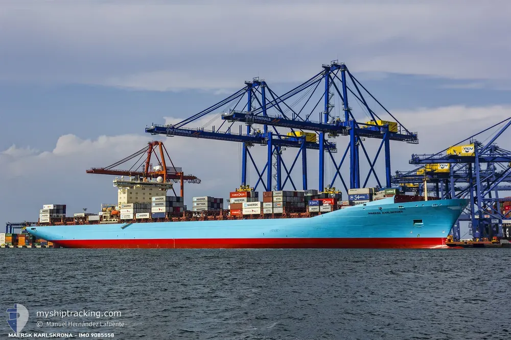 maersk karlskrona (Container Ship) - IMO 9085558, MMSI 636018800, Call Sign D5RL4 under the flag of Liberia