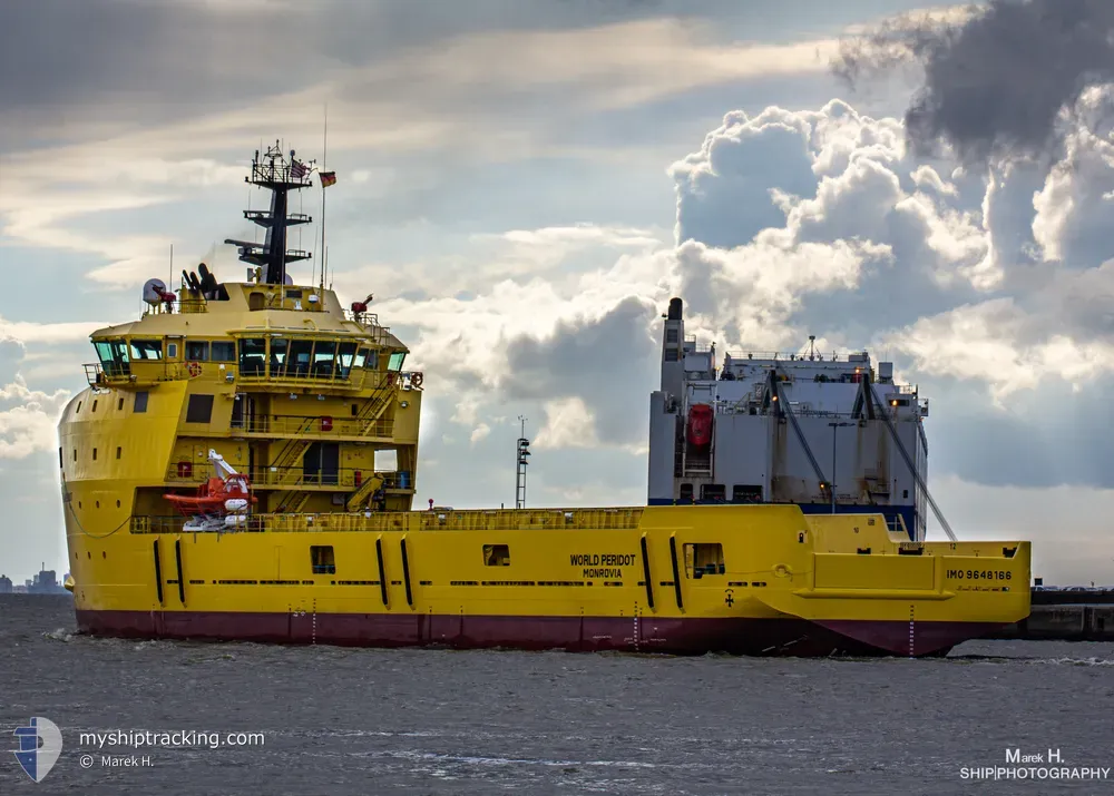 world peridot (Offshore Tug/Supply Ship) - IMO 9648166, MMSI 636019266, Call Sign D5TS3 under the flag of Liberia